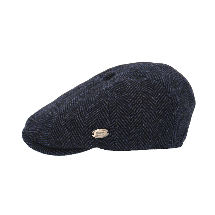Blue Herringbone Wool Bakerboy Cap from Whiteley (M108)