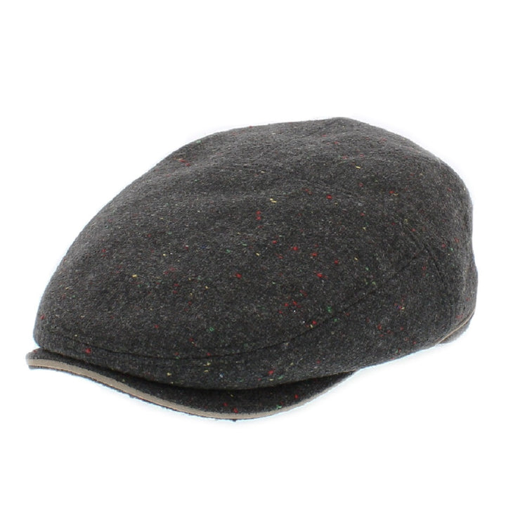 Whiteley Galactic Tweed Tourer Flat Cap In Grey With Sable Trim (M69)