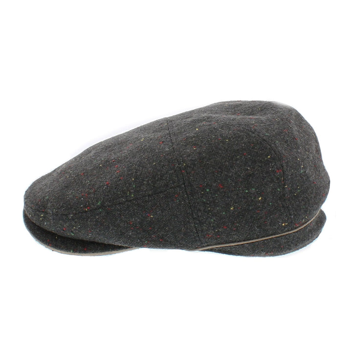Whiteley Galactic Tweed Tourer Flat Cap In Grey With Sable Trim (M69)