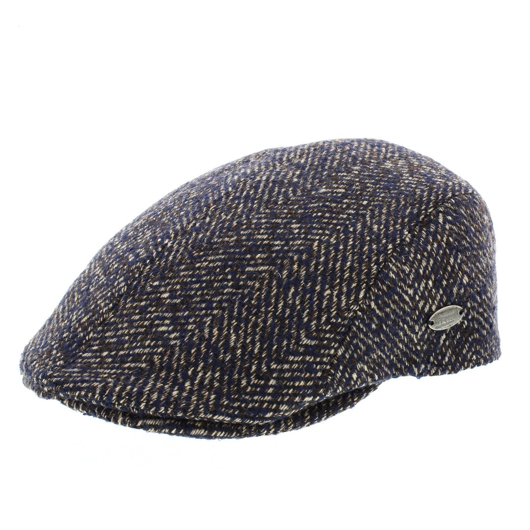 Whiteley Fleck Duckbill Flat Cap In Navy (M87)