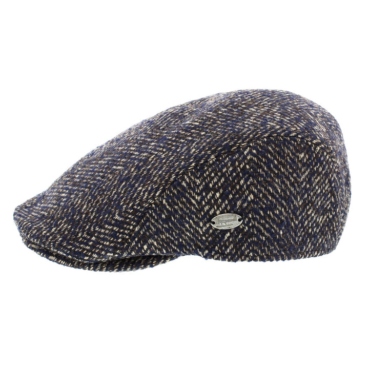 Whiteley Fleck Duckbill Flat Cap In Navy (M87)