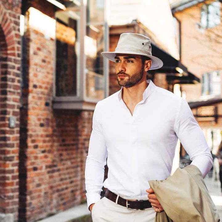 Failsworth Cotton Lightweight Traveller Safari Fedora In Stone