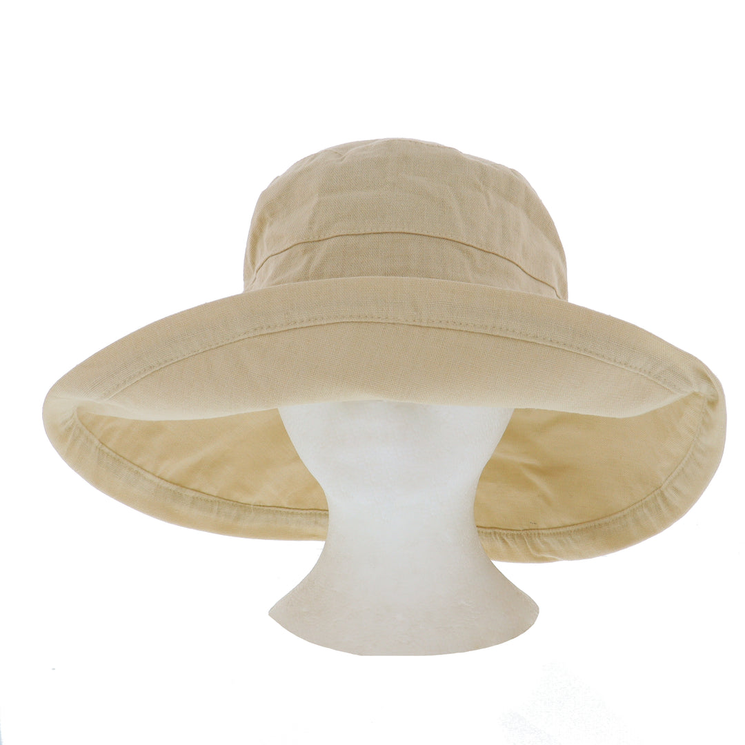 Ladies Wide Brim Linen & Cotton Sun Hat
