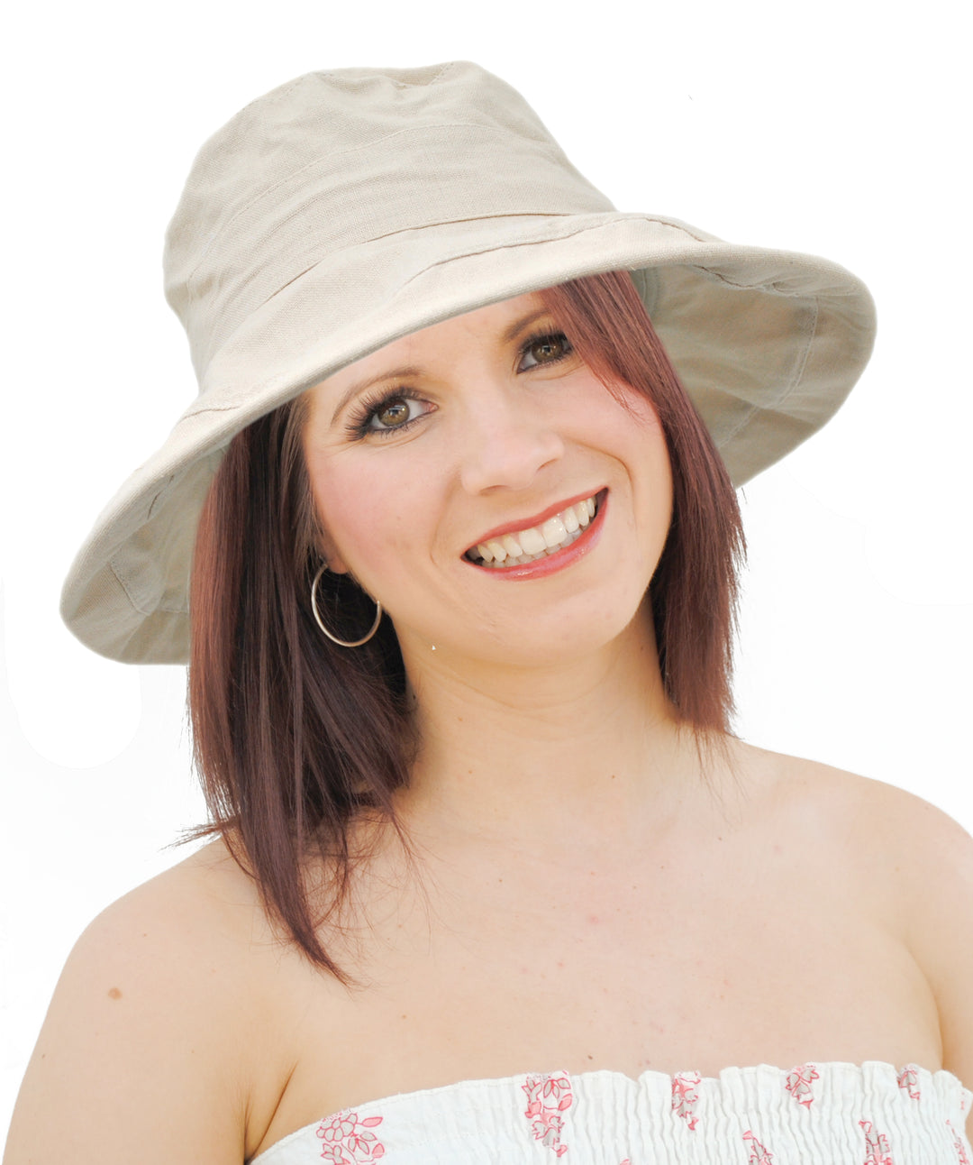 Ladies Wide Brim Linen & Cotton Sun Hat
