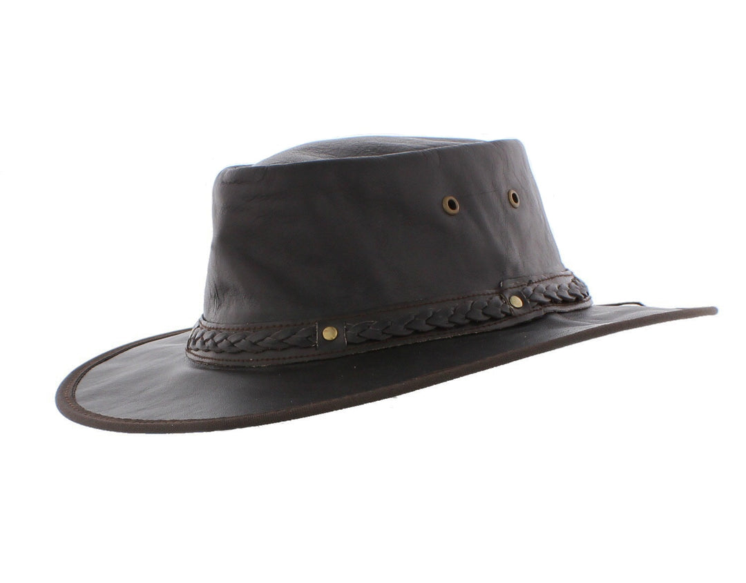 Explorer Crushable Real Leather Bush Hat With Chin Strap