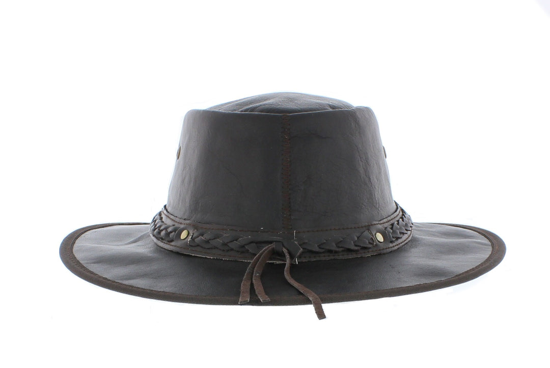 Explorer Crushable Real Leather Bush Hat With Chin Strap