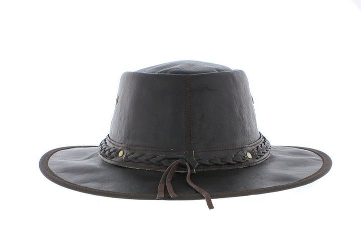 Explorer Crushable Real Leather Bush Hat With Chin Strap