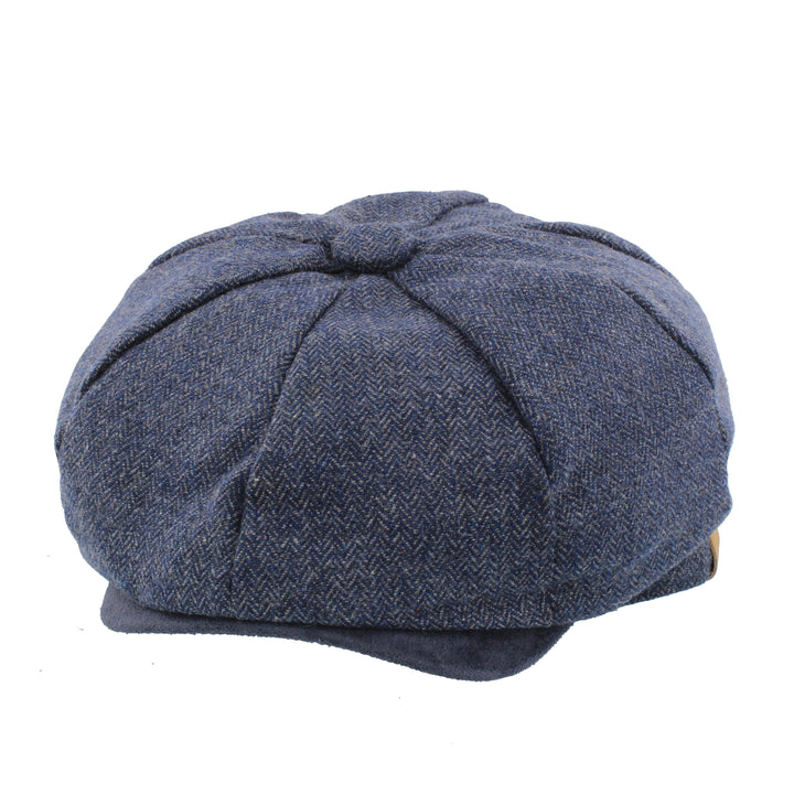 'Elijah' Herringbone Bakerboy Cap in Blue