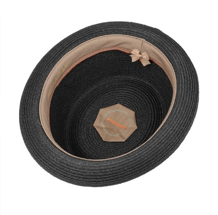 Stetson Dawson Straw Pork Pie Hat In Black
