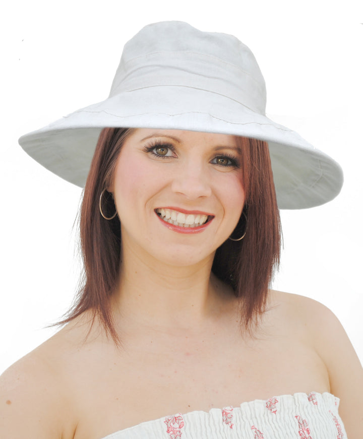 Ladies Wide Brim Linen & Cotton Sun Hat