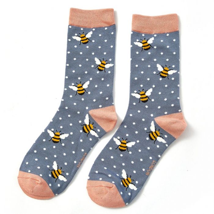 Miss Sparrow Bamboo Bumble Bee Socks (Blue)