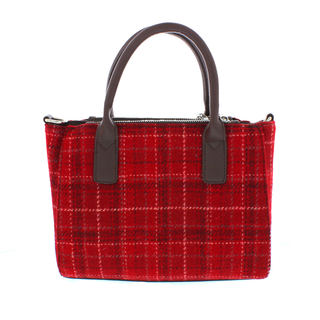 Glen Appin Harris Tweed Brora Tote Handbag Red Check