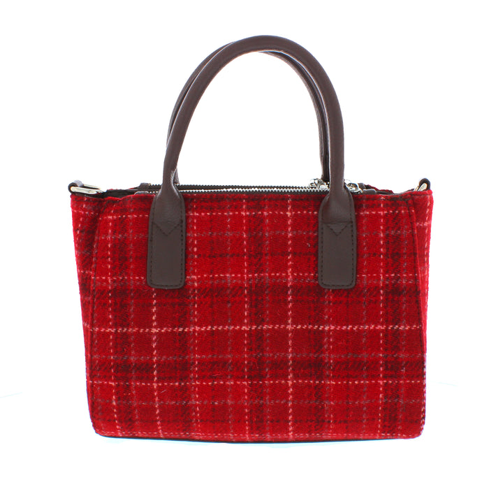 Glen Appin Harris Tweed Brora Tote Handbag Red Check