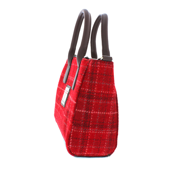 Glen Appin Harris Tweed Brora Tote Handbag Red Check