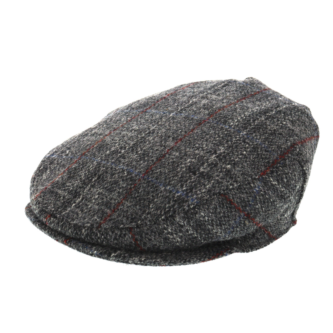 Glen Appin Harris Tweed Wool Country Flat Cap Grey Check
