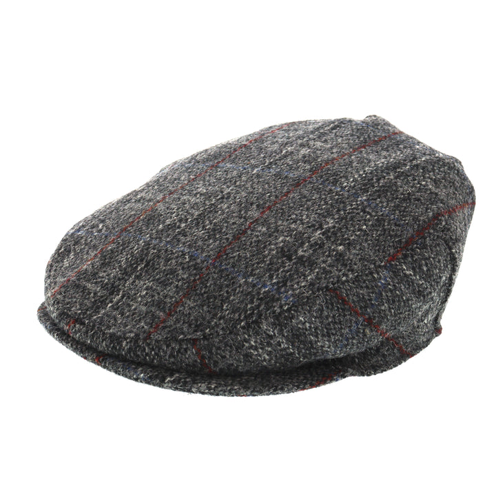 Glen Appin Harris Tweed Wool Country Flat Cap Grey Check