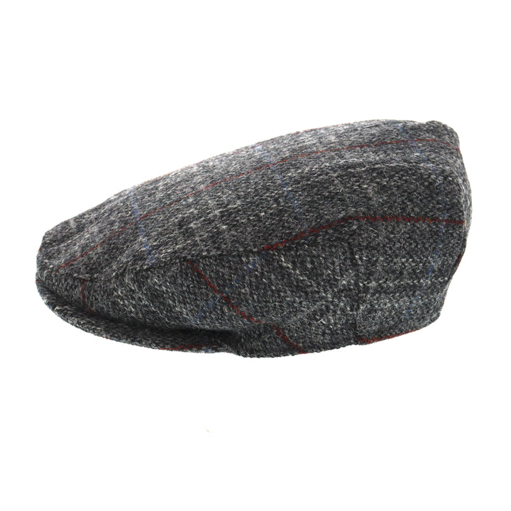 Glen Appin Harris Tweed Wool Country Flat Cap Grey Check