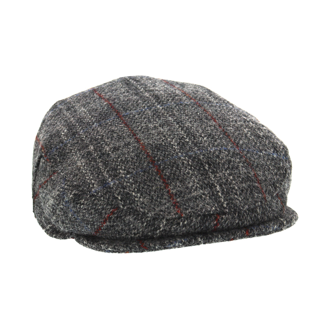 Glen Appin Harris Tweed Wool Country Flat Cap Grey Check