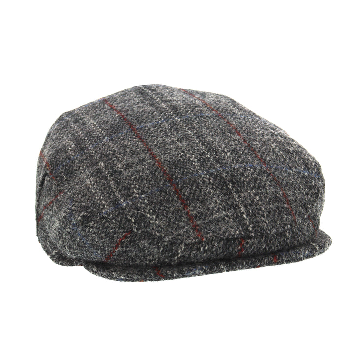 Glen Appin Harris Tweed Wool Country Flat Cap Grey Check