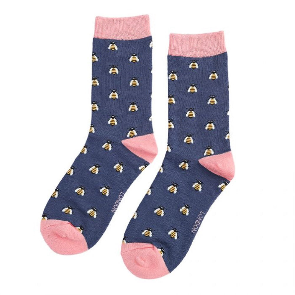 Miss Sparrow Bamboo Honey Bee Socks (Navy)