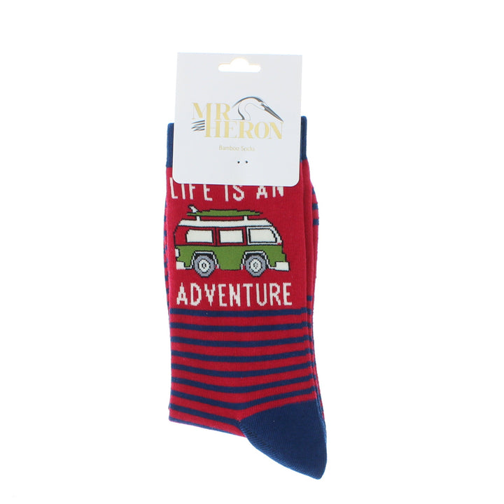 Mr Heron Bamboo Adventure Van Socks (Red)